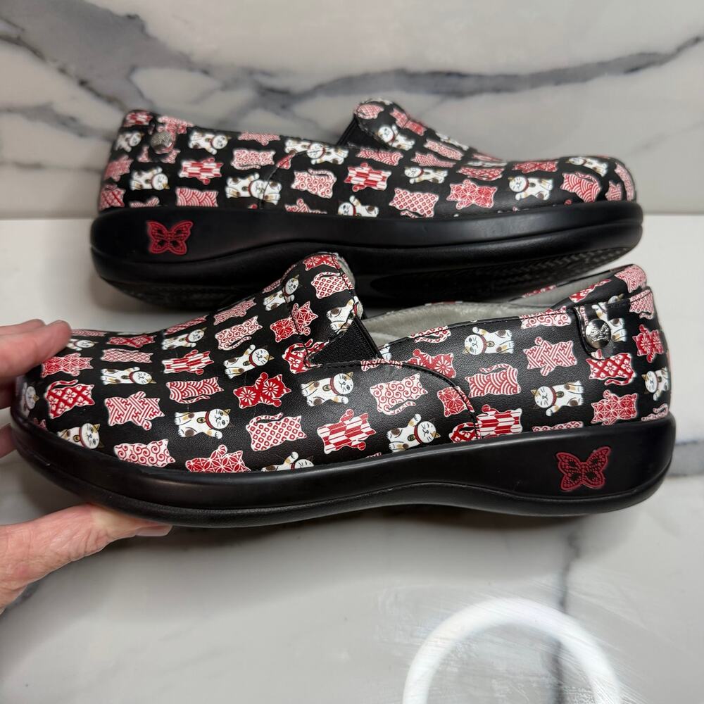 Alegria Wmns Black Leather Lucky Cat Keli Clogs Sz 41 Sz 10.5 Cat Lovers Slip-On - Picture 6 of 7